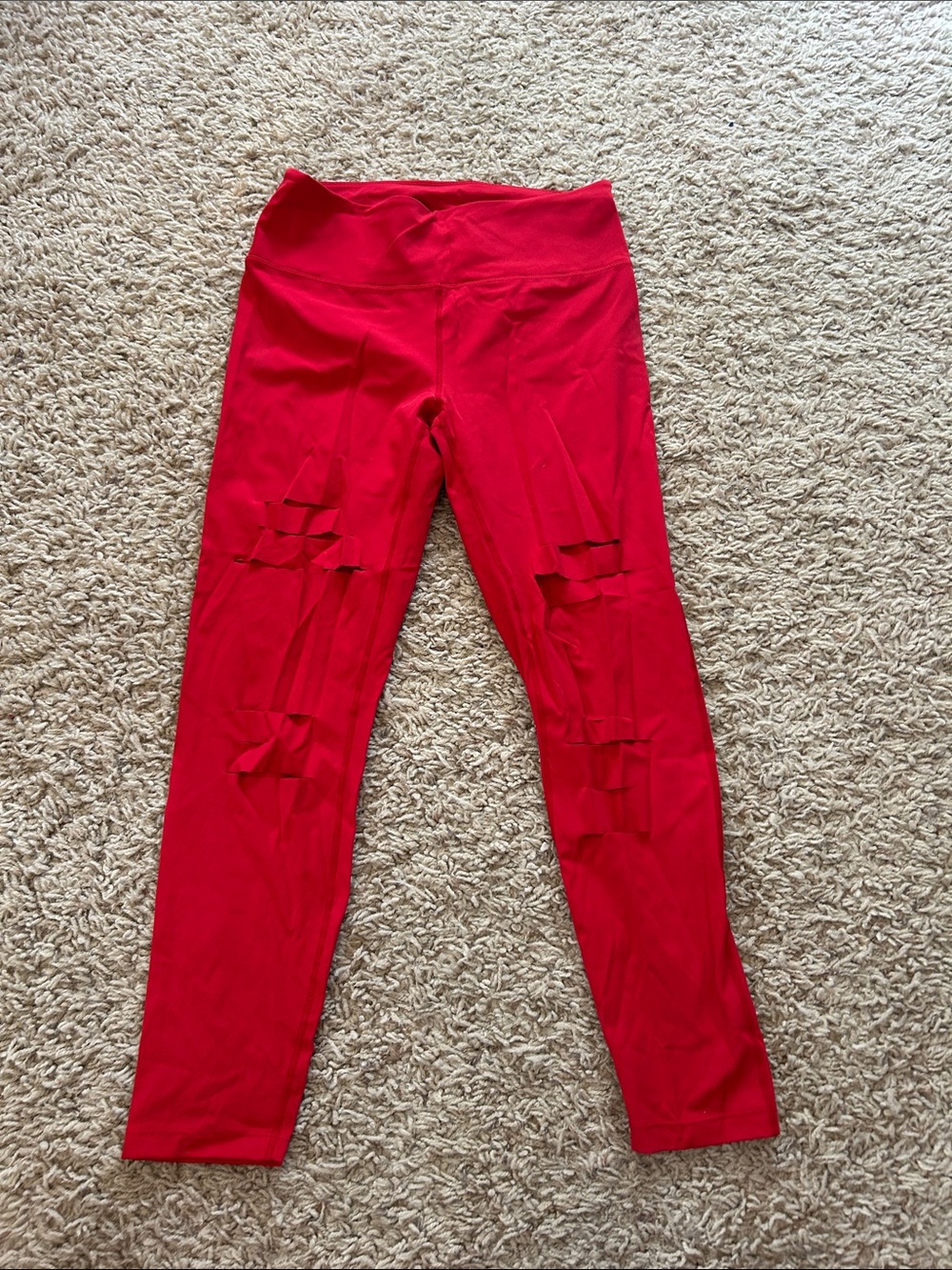 Zyia size 6-8 Red Moto Slash Leggings